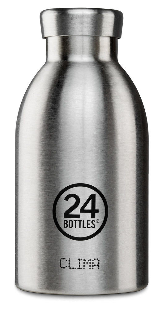 24Bottles CLIMA Bottle (330ml) Double Walled Insulated Stainless Steel Water Bottle, Eco-Friendly Reusable BPA-Free Hot Cold Modern, Portable, Leak Proof for Travel, Office, Home, Gym - Steel