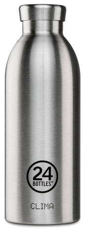 24Bottles CLIMA Bottle (500ml) Double Walled Insulated Stainless Steel Water Bottle, Eco-Friendly Reusable BPA-Free Hot Cold Modern, Portable, Leak Proof for Travel, Office, Home, Gym - Steel