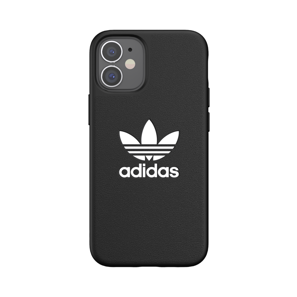 Adidas ORIGINALS Apple iPhone 12 Mini Basic Moulded Case - Back cover w/ Trefoil Design, Scratch & Drop Protection w/ TPU Bumper, Wireless Charging Compatible - Black/White