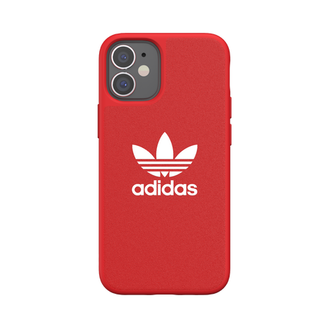 Adidas ORIGINALS Apple iPhone 12 Mini Canvas Case - Back cover w/ Trefoil Design, Scratch &amp; Drop Protection w/ TPU Bumper, Wireless Charging Compatible - Scarlet