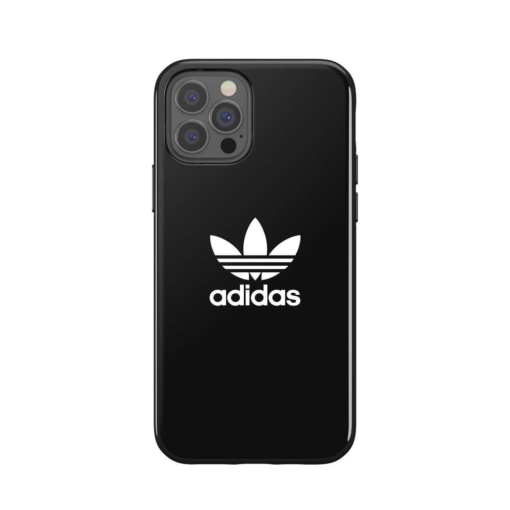 adidas SNAP Apple iPhone 12 / 12 Pro Trefoil Case - Back cover w/ Trefoil Design, Scratch & Drop Protection w/ TPU Bumper, Wireless Charging Compatible - Black