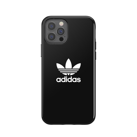 adidas SNAP Apple iPhone 12 / 12 Pro Trefoil Case - Back cover w/ Trefoil Design, Scratch &amp; Drop Protection w/ TPU Bumper, Wireless Charging Compatible - Black