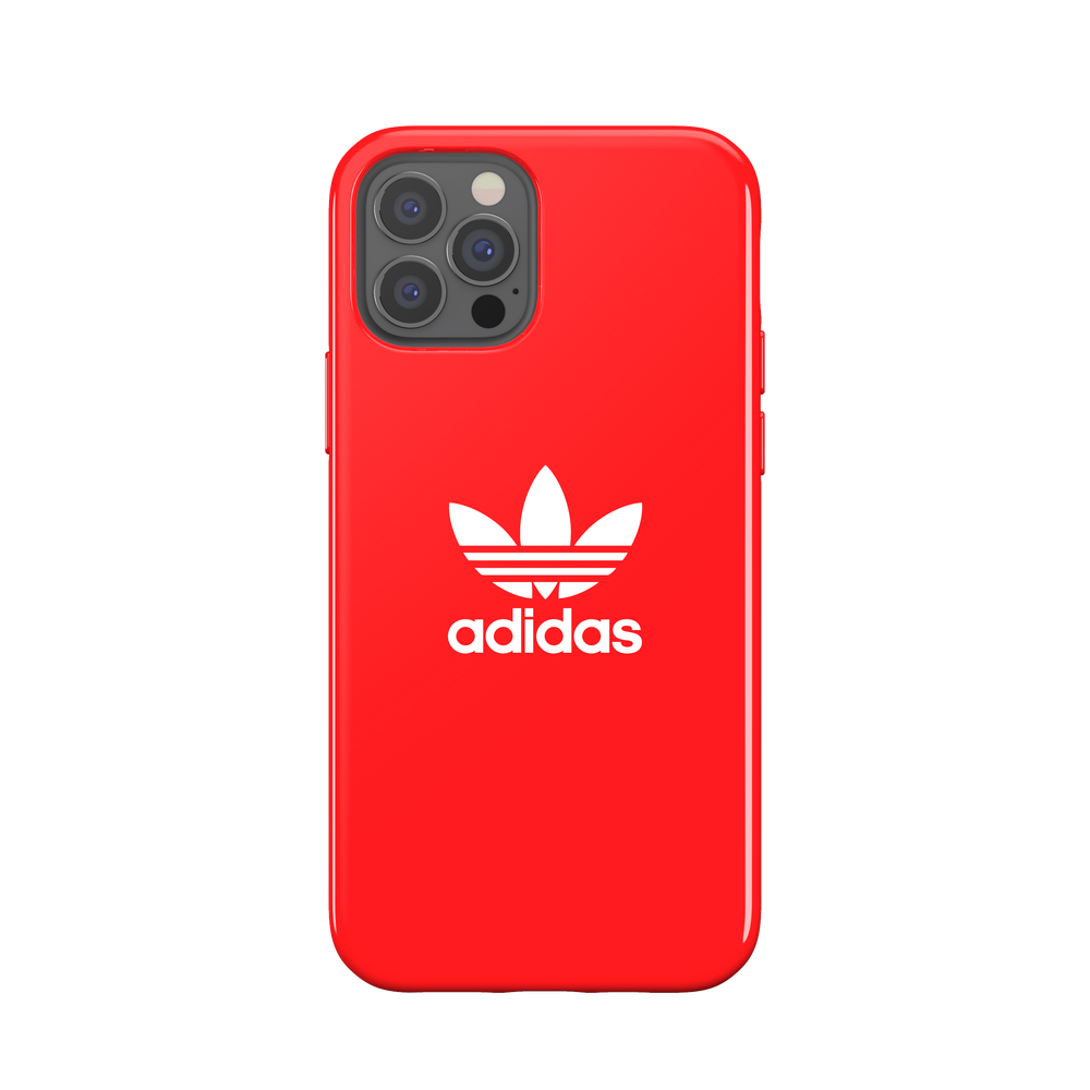 adidas SNAP Apple iPhone 12 / 12 Pro Trefoil Case - Back cover w/ Trefoil Design, Scratch & Drop Protection w/ TPU Bumper, Wireless Charging Compatible - Scarlet