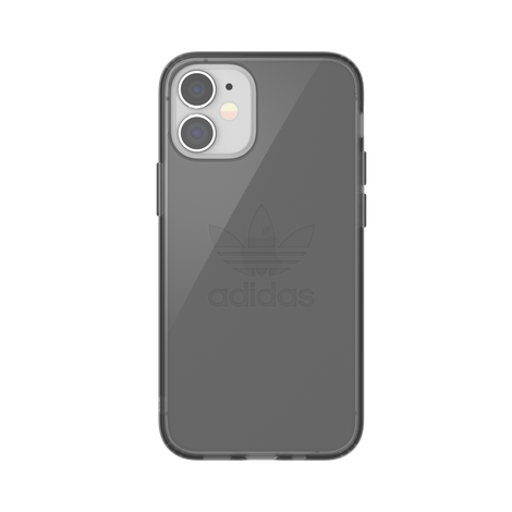 adidas ORIGINALS Apple iPhone 12 Mini Protective Clear Case - Back cover w/ Trefoil Design, Scratch &amp; Drop Protection w/ TPU Bumper &amp; Air Cushion, Wireless Charging Compatible - Black