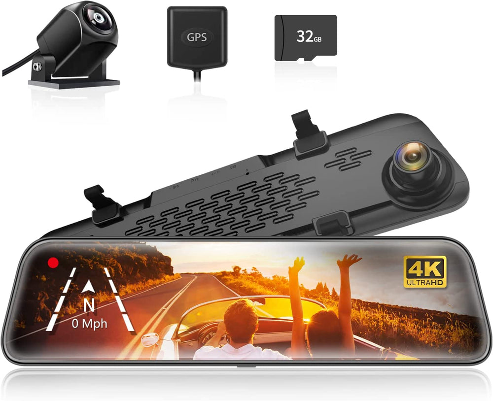 WOLFBOX G840S 12" 4K Mirror Dash Cam Backup Camera