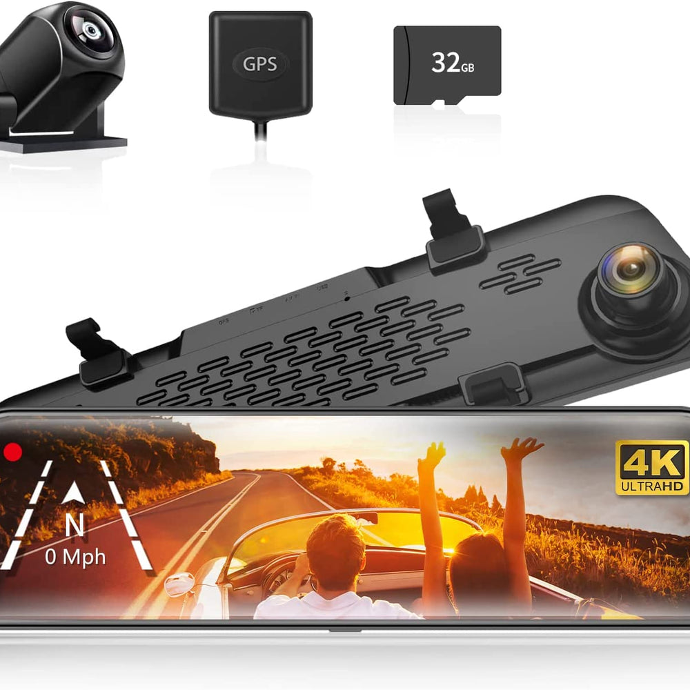 WOLFBOX G840S 12" 4K Mirror Dash Cam Backup Camera