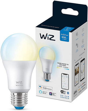 WiZ Tunable Whites A60 E27 - WiFi + Bluetooth Smart LED Bulb  - (Compatible with Amazon Alexa and Google Assistant)