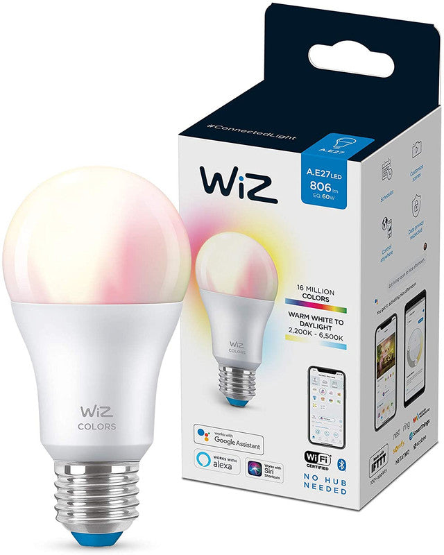 WiZ Colors & Tunable Whites A60 E27 - WiFi + Bluetooth Smart LED Bulb - (Compatible with Amazon Alexa and Google Assistant)