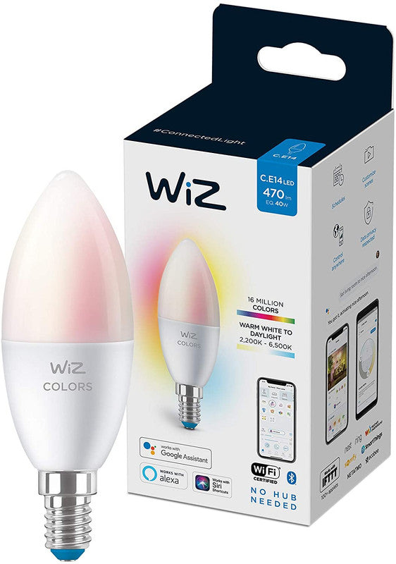 WiZ Colors & Tunable Whites C37 E14 - WiFi + Bluetooth Smart LED Candle Bulb - (Compatible with Amazon Alexa and Google Assistant)