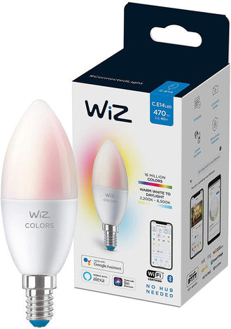 WiZ Colors &amp; Tunable Whites C37 E14 - WiFi + Bluetooth Smart LED Candle Bulb - (Compatible with Amazon Alexa and Google Assistant)