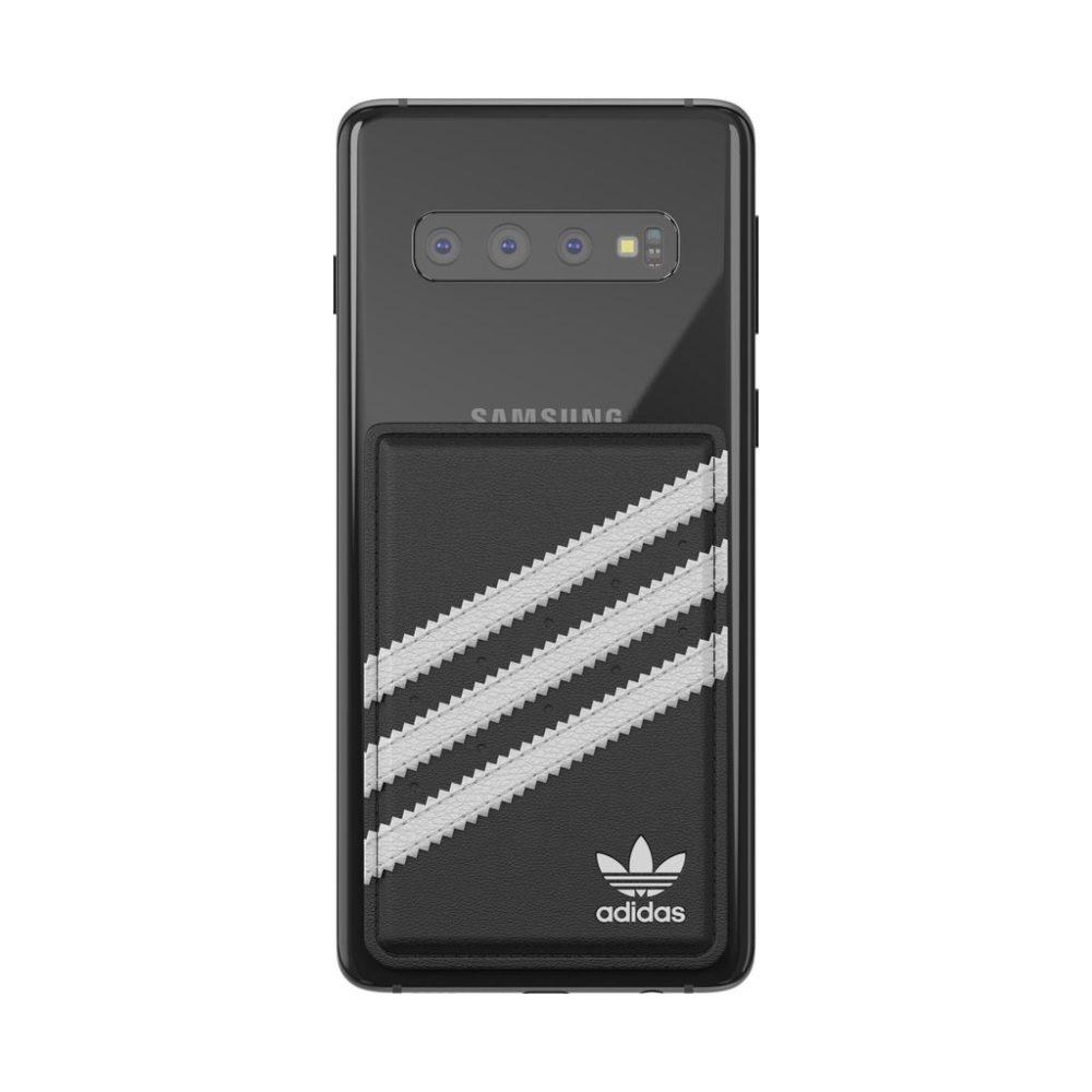 Adidas Originals Phone Pocket Universal Wallet Card Holder for iPhone, Samsung, Huawei & other smartphones, Hold 1x card, wireless charging compatible - Black and White