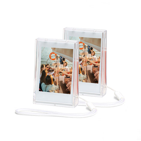 (Set of 2) Mini Photo Holder Storage Case , 3 inch Photo Pouch Instant Camera Film Accessories w/Wrist Lanyard