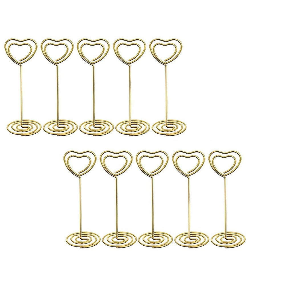 10 Pack Heart Shape Table Number Holder |Gold