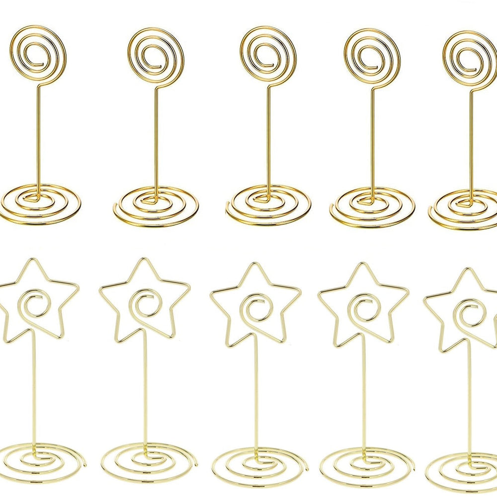 10 Pack Round/ Star Shape Table Number Holder | Gold