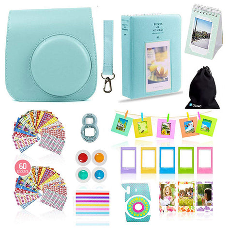 12 Item Accessories Bundle Kit for Fujifilm Instax Mini 8, 8+, Mini 9 Camera ICE BLUE