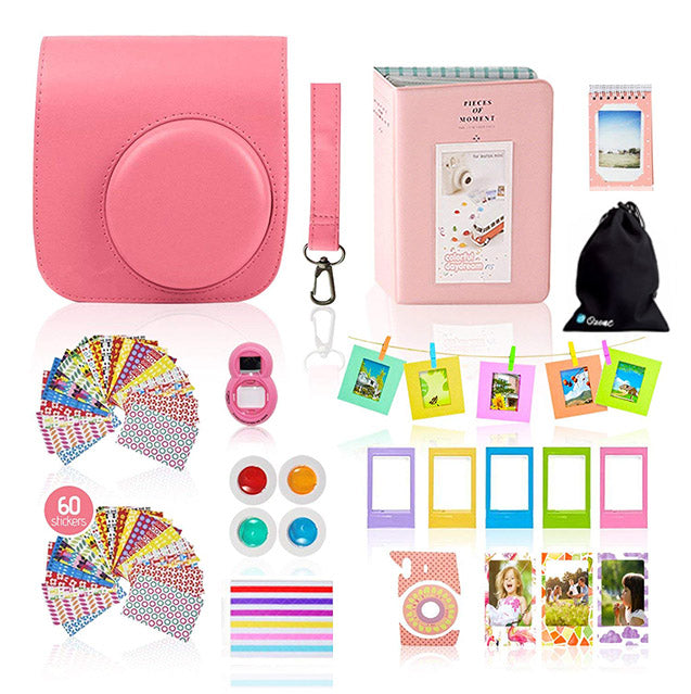 12 Item Accessories Bundle Kit for Fujifilm Instax Mini 8, 8+, Mini 9 Camera PINK