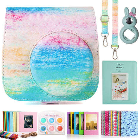 9 Item Accessories Kit for Fujifilm Instax Mini 9, 8+, 8 Camera, Bundle with Case, Album, Filters &amp; Other Accessories Gift Set Box, Rainbow Mist