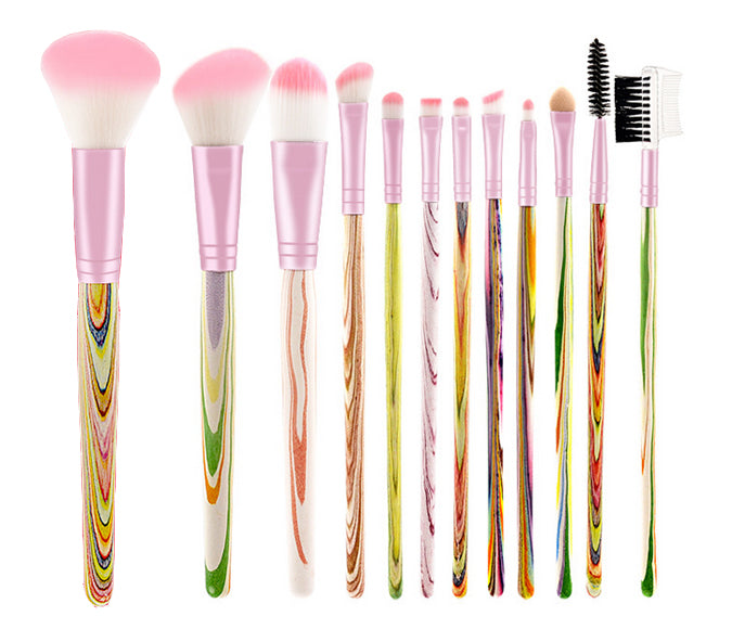 12-Piece Soft Synthetic Hair Makeup Brush Set Multicolour