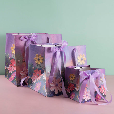 3D Chrysanthemum Oil Painting Square Bag - Medium 25x25x25CM