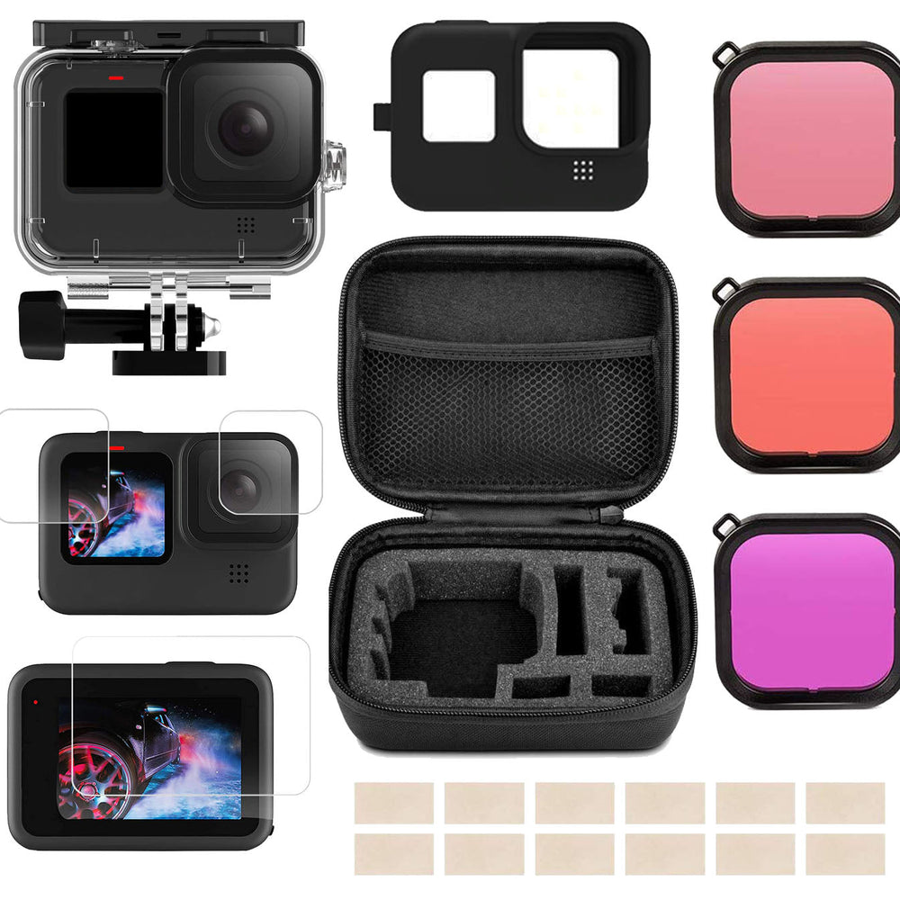 21-In-1 Kit Compatible For GoPro Hero 10,Hero 9 Action Camera Accessories With Carry Case Black