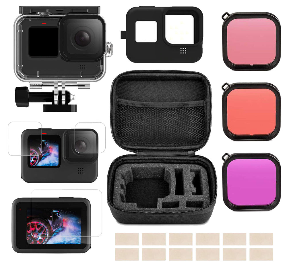 21-In-1 Kit Compatible For GoPro Hero 10,Hero 9 Action Camera Accessories With Carry Case Black