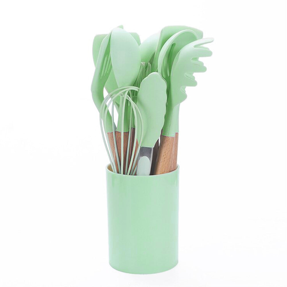 11 Pieces Silicone Wooden Kitchen Set [ Cooking Set / Baking Set ] Green