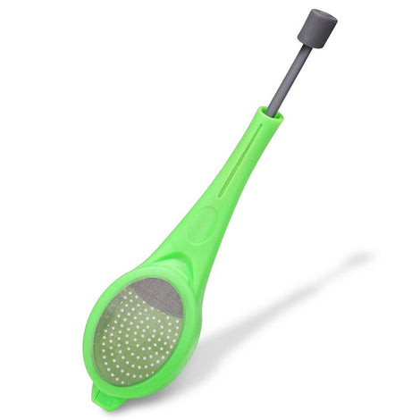 Tea Strainer Infuser Filter [ No Tea Leaves Residue ] Extracts Flavor Completely [ No Sharp Edges and Anti Corrossive ] [ Built in Plunger ] - Green