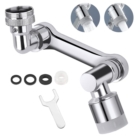 1080° Large-Angle Rotating Robotic Arm Water Nozzle Faucet Adaptor-Silver