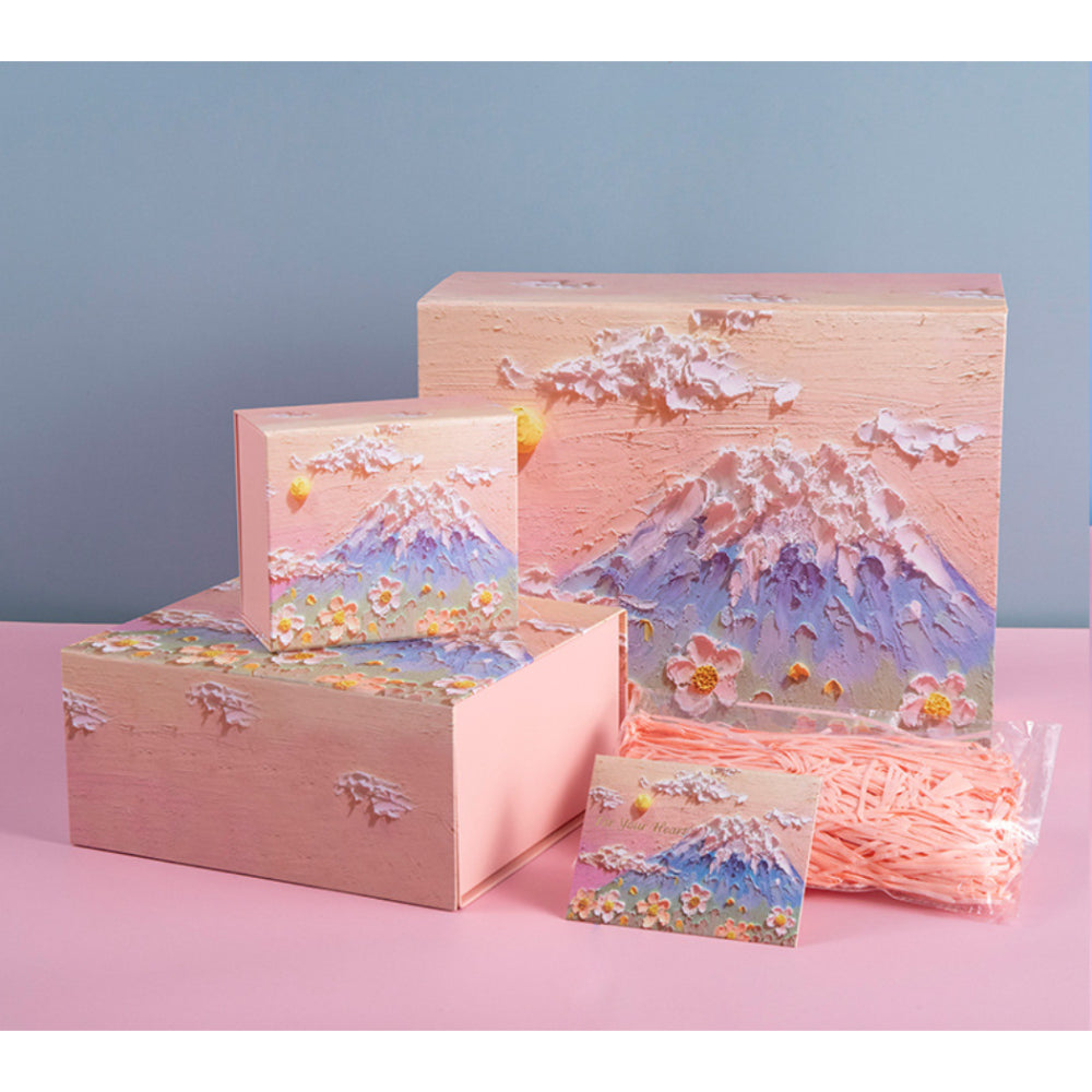 3D Sunrise Oil Painting Packaging Set - Large 34x27x14cm ( with shredded paper, greeting cards, gift box & Gift bag)