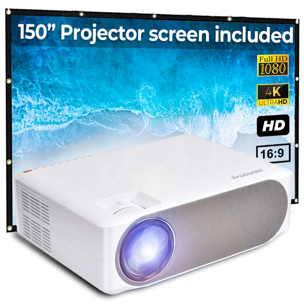 1080P LED Projector |7000 Lumens/Screen Size upto 300 inch|Full HD Home Theater Outdoor Projectors| Included 150 inch Projector Screen