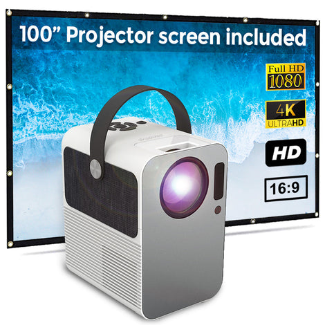 Portable Home Cinema LED Projector [ 150 ANSI Lumens ] Home Theater Projector [HD 1280*720 ] With 100&quot; Projection Screen