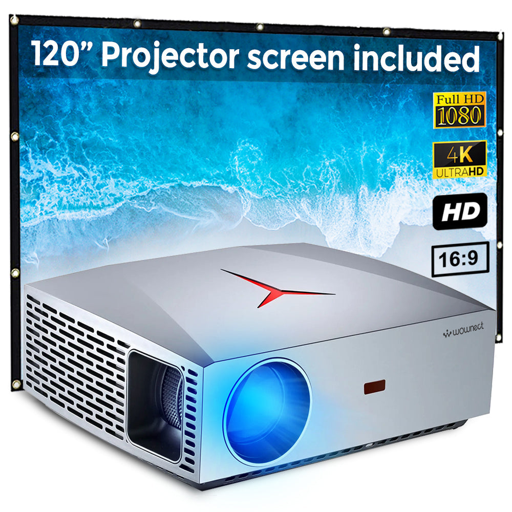 F40 Pro Full HD Video Projector 1080P, 4200 Lumens 3D Movie WiFi Home Theater Projector [ Airplay / Miracast  ] Included 120" Projection Screen