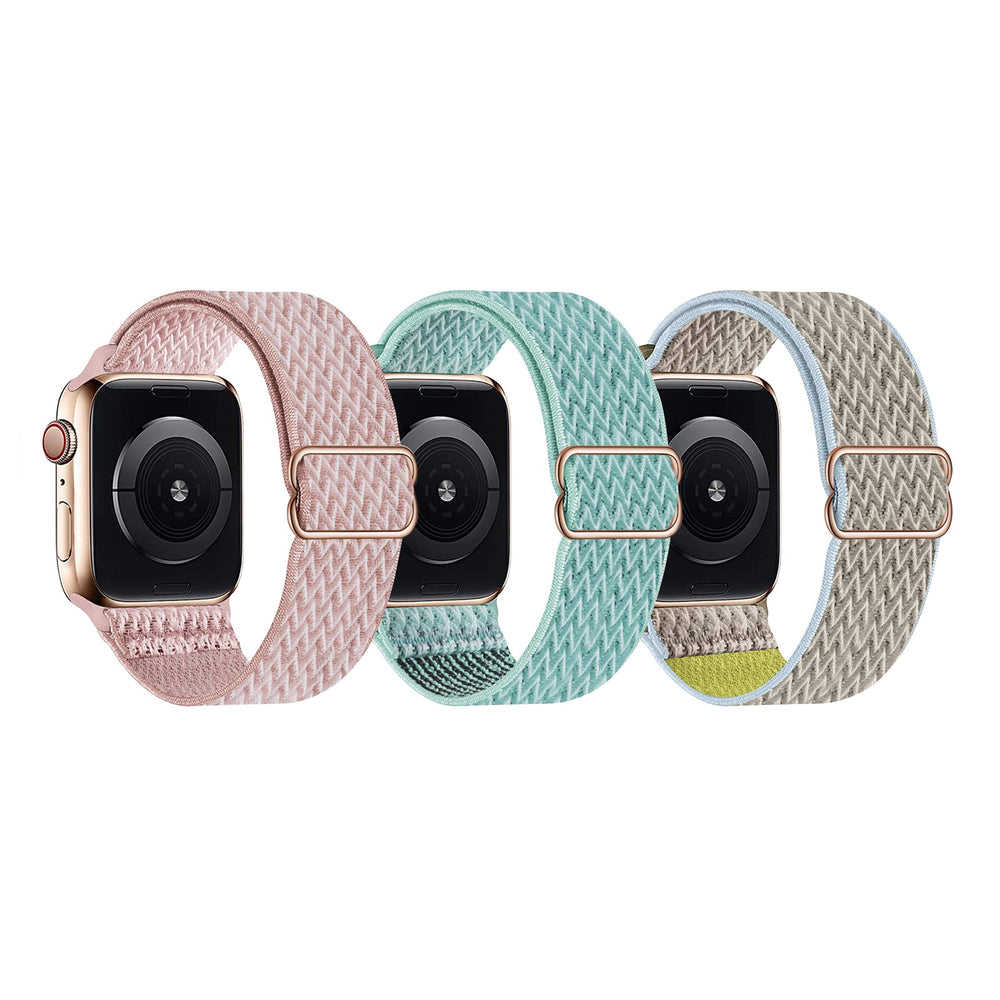 3 Pack Stretchy Nylon Replacement Band For Apple Watch Band 42mm 44mm 45mm 49mm -Multi