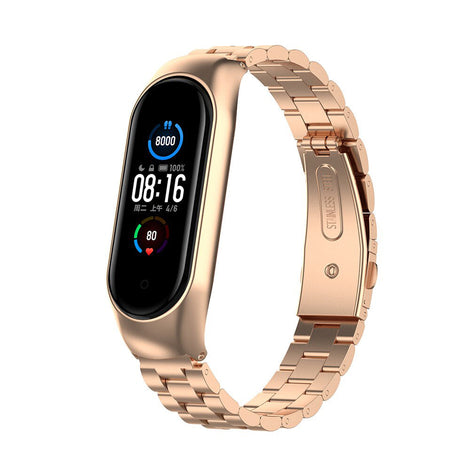 Xiaomi Mi Band  7/6/5  | 3 beads Stainless Steel Metal Watch Band Strap | Silver/Rose Gold