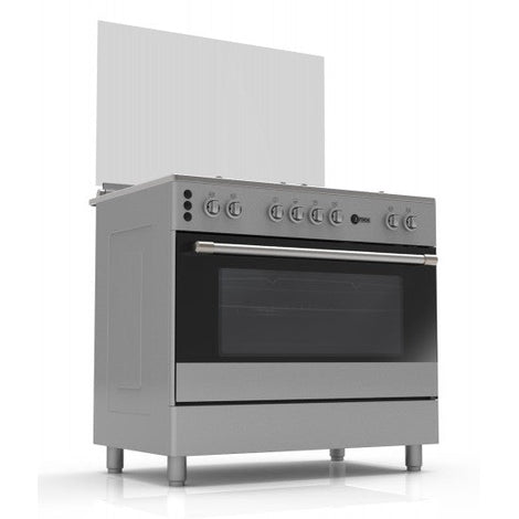 AFRA Japan 90X60cm Free Standing Gas Oven, Stainless Steel, 5 Gas Burners, Large Capacity Oven, Double Burners, Glass Top Lid, G-MARK, ESMA, ROHS, and CB Certified, 2 years warranty