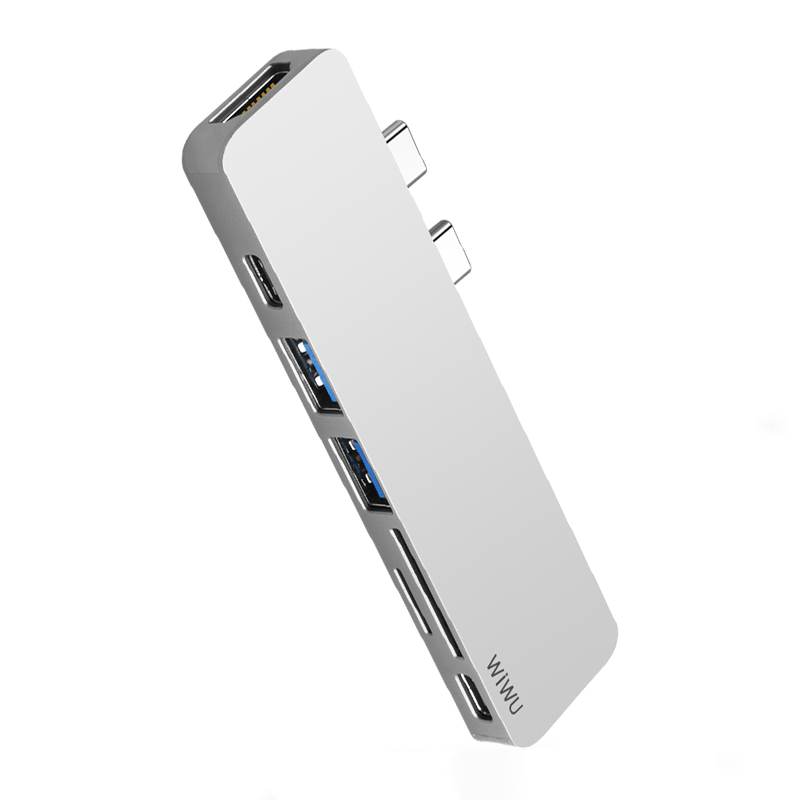 WIWU T08 USB Type-C 7 In 1 Hub Aluminum Case - Gray