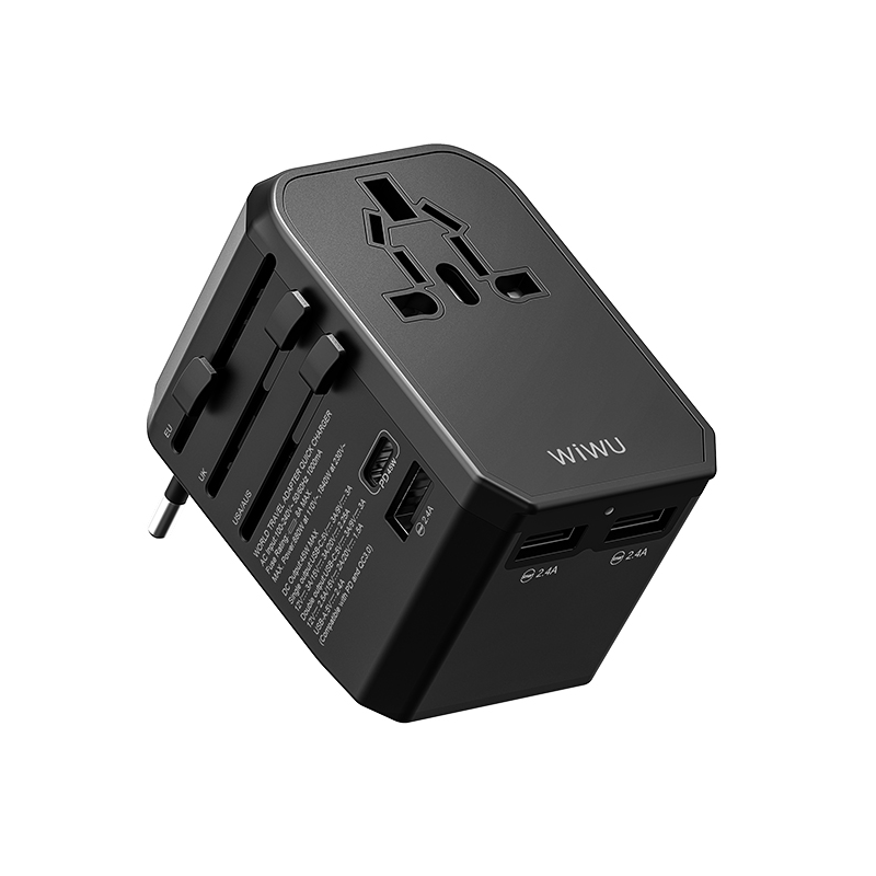 WIWU UA-304 4 In 1 Universal Plug Adapter - Black