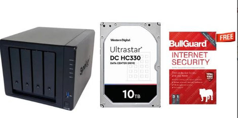 4 Bay NAS Disk Station DS920+ DDR4 4GB Black  + 30TB 4BAY DESKTOP NAS SOLUTION Installed with 3*10tb WD Ultrastar &amp; Free Bullguard Antivirus-Internet Security 3 Devices | 1 Year