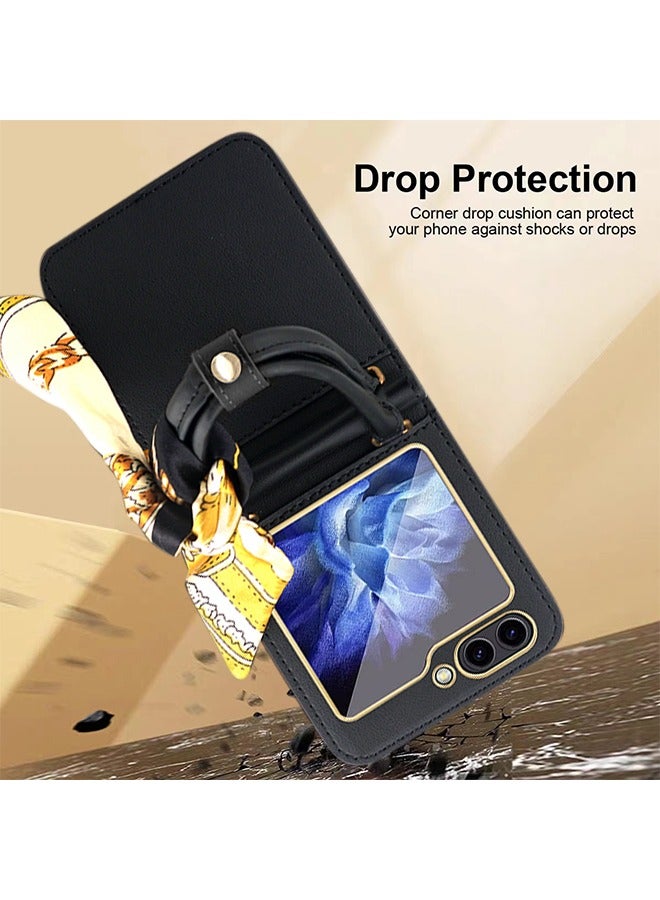 Samsung Galaxy Z Flip 5 2023 Case Cover Full Body Screen Protector with Anti-lose Strap Slim Fit Shockproof Protective Back Cover Mobile Phone Accessory for Samsung Galaxy Z Flip 5 5G