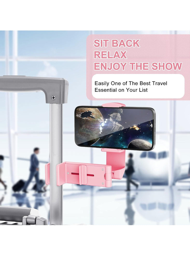 Universal Airplane in Flight Phone Mount. Handsfree Mobile Holder for Desk with Multi-Directional Dual 360 Degree Rotation. Pocket Size Travel Essential Accessory for Flying (Pink)