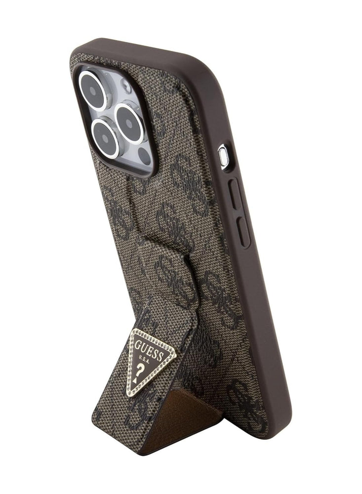 Guess Gripstand PU leather Case For iPhone 15 Pro (Brown)