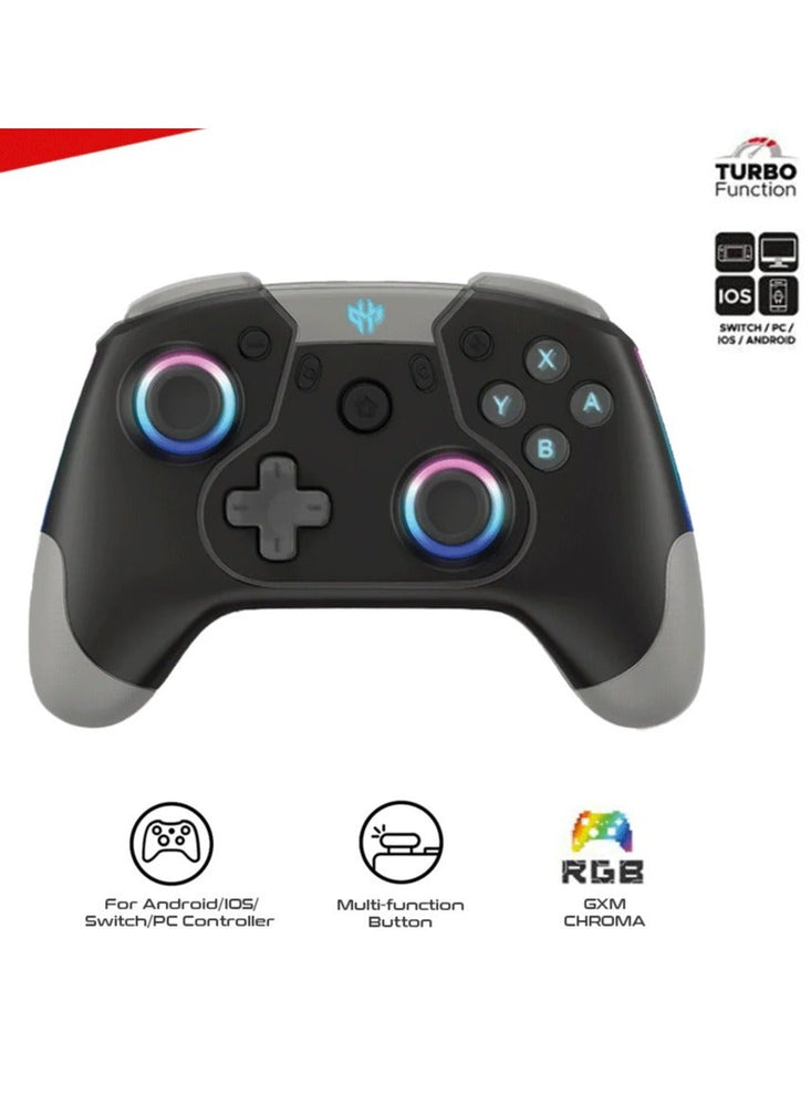 GXM Alpha E-Sport 4in1 Wireless Pro Controller, Black For Nintendo Switch/Android/IOS/PC with RGB Light Bluetooth/Wireless/USB.