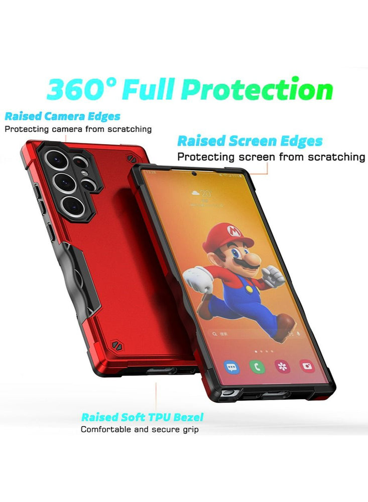 Compatible with Samsung Galaxy S23 Ultra Anti Scratch Protective Shell Device Case Military Grade Shockproof Heavy Duty Protective Phone Case Non Slip Soft Back Cover Protector Red