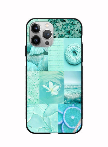 Protective Case Cover For Apple iPhone 12 Pro Max Mint Abstract College Design Multicolour