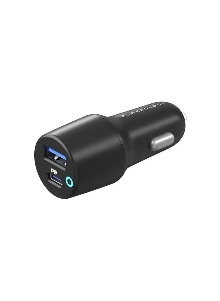 Powerology Dual Port LED Car Charger  - Black