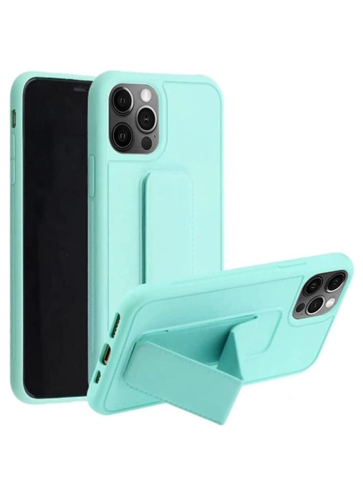 Case Cover For iPhone 13 Pro Max, Finger Grip  Phone holder Case Car Magnetic Multi-function 3 in 1 Shockproof Back Cover Protective Case (iPhone 13 Pro Max mint green)