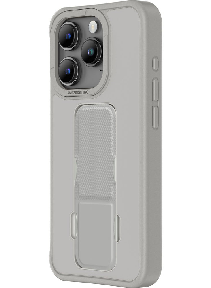 Matte Pro Mag for iPhone 15 Pro MAX Grip/Holder/Stand/Case Cover with MagSafe - Grey