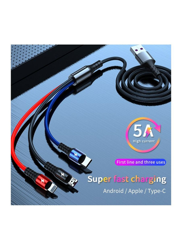 3 in 1 Super Fast Charging USB Cable Compatible with Most Smartphones Tablets