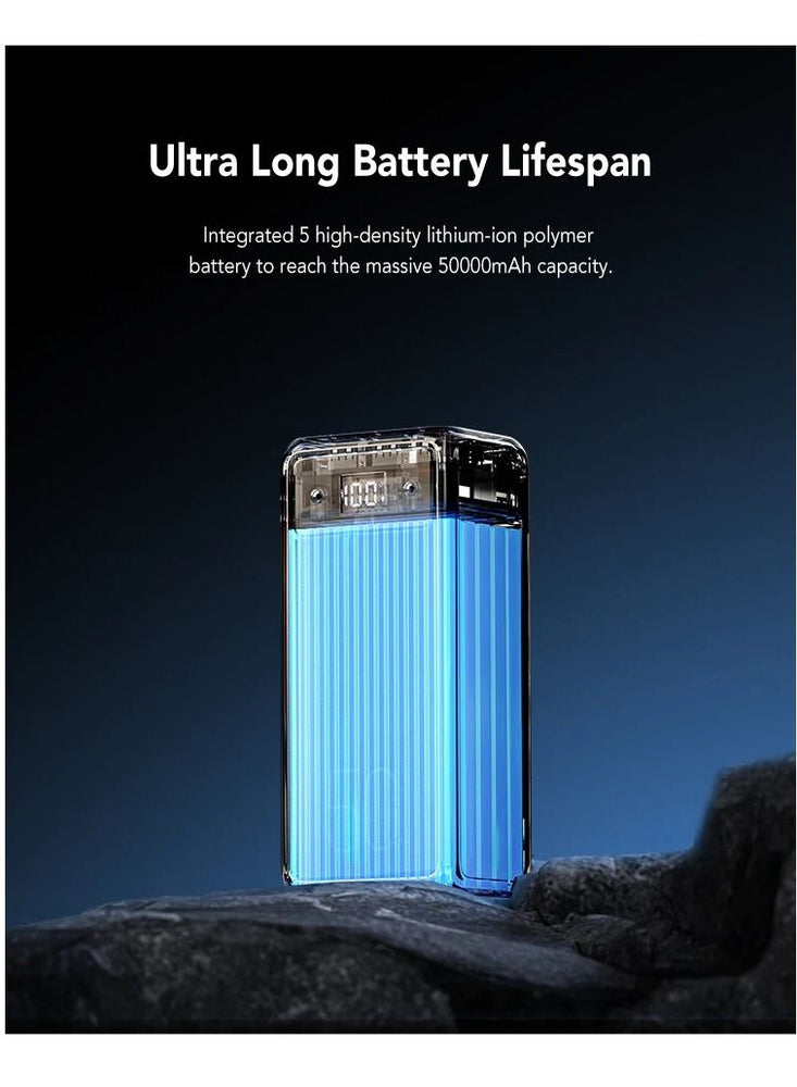 22.5W Fast Charging Tank Lite 50000mAh Power Bank 6 USB Ports Mobile Power Bank and Big LED Digital Display with Built-in LED Flashlight Outdoor Portable charger