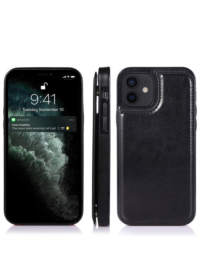 Compatible With iPhone 15 Pro  Wallet Case With Card Holder Double Magnetic Clasp And Durable Shockproof Cover 6.1 Inch (Black) iPhone 15 Pro Case